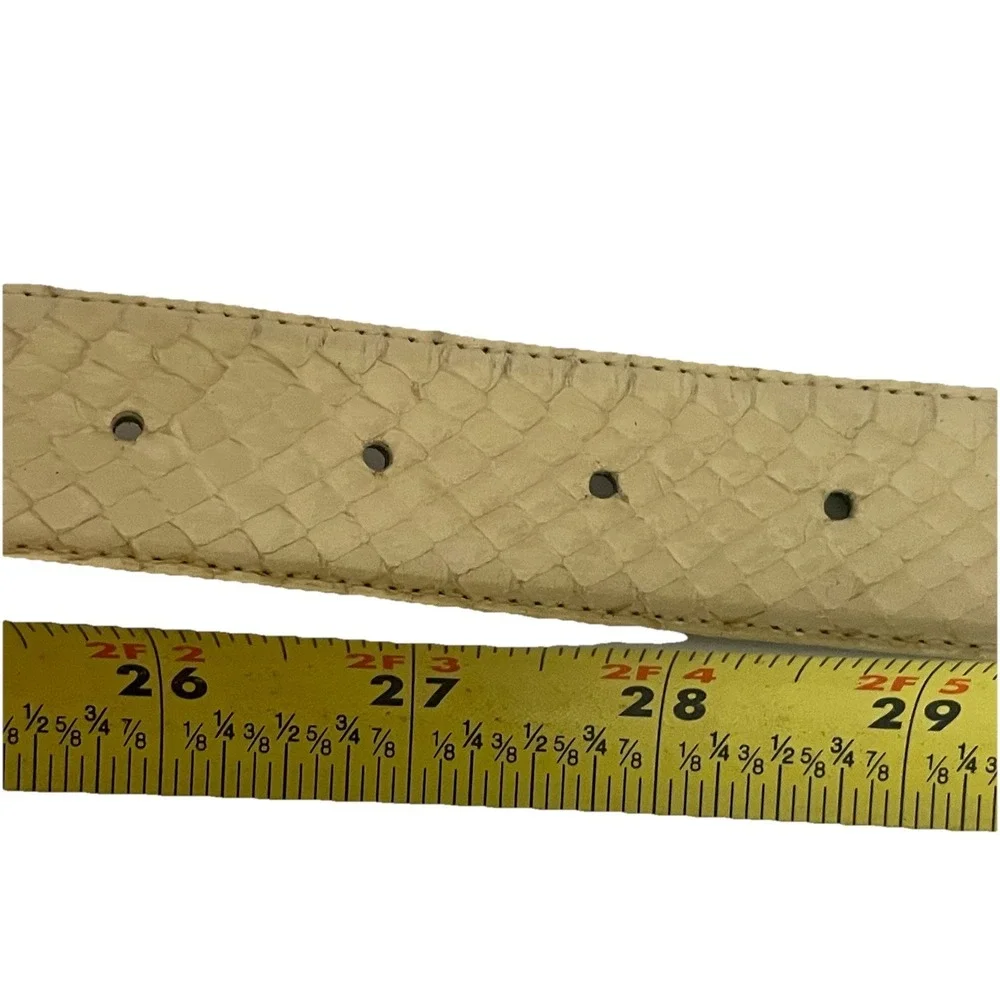 Genuine Snakeskin Belt Women Small Cream Gold Buckle Leather Lined Taiwan